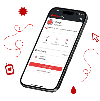 Mockup do app Hemocione